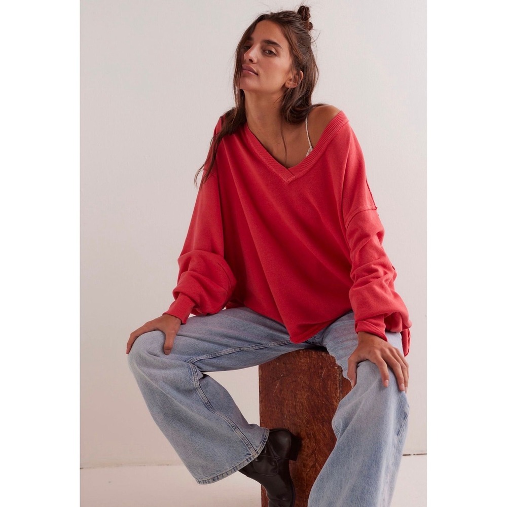 238. NWOT Free People We The Free Venice V-Neck Sweatshirt